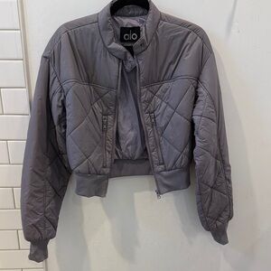 ALO Yoga Women's Quilted Bomber Jacket in Gray